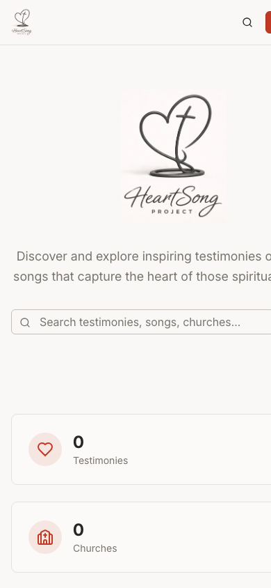 HeartSong mobile home screen
